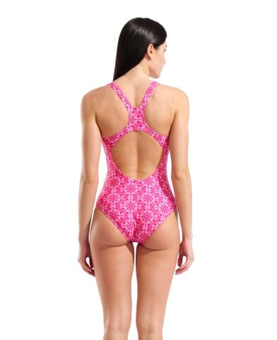 W ARENA FLORAL SWIMSUIT SWIM PRO BACK PINK Kadın Mayosu
