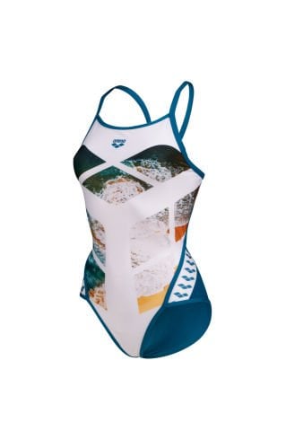 W ARENA PLANET SUPER FLY BACK / WHITE MULTI-BLUE COSMO KADIN YÜZÜCÜ MAYOSU