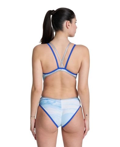 W ARENA ONE DREAMS DOUBLE CROSS BACK / NEON BLUE-SILVER-WHITE MULTI KADIN YÜZÜCÜ MAYOSU