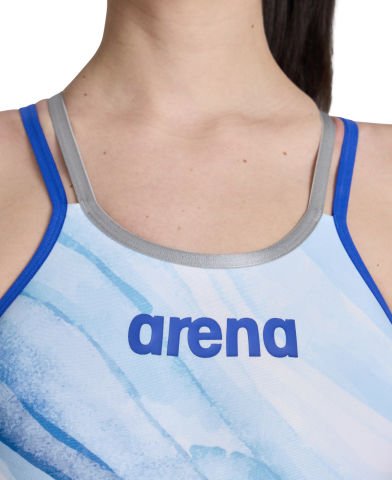 W ARENA ONE DREAMS DOUBLE CROSS BACK / NEON BLUE-SILVER-WHITE MULTI KADIN YÜZÜCÜ MAYOSU