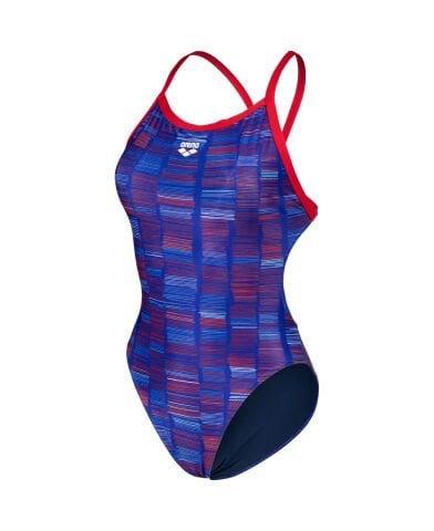 WOMENS ARENA SLOW MOTION XCROSS BACK  KADIN YÜZÜCÜ MAYOSU/RED-NEON BLUE MULTI