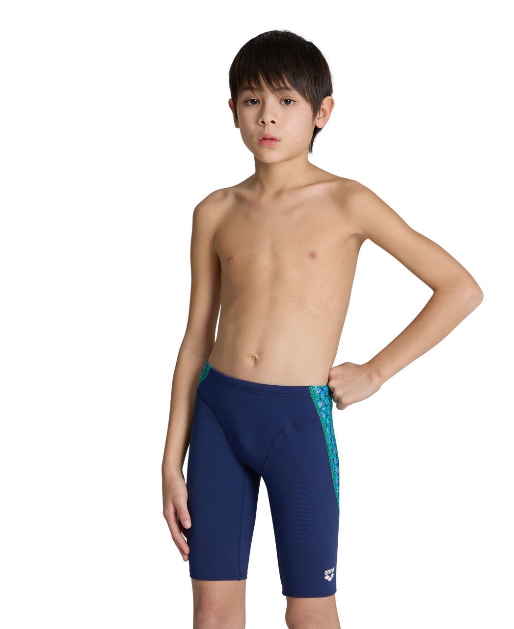 BOY'S ARENA STARFISH SWIM JAMMER/ NAVY-TURQUOISE MULTI