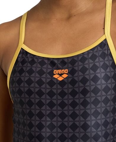 WOMENS ARENA 50TH YEAR SWIMSUIT SUPERFLY BACK BLACK MULTI GOLD
