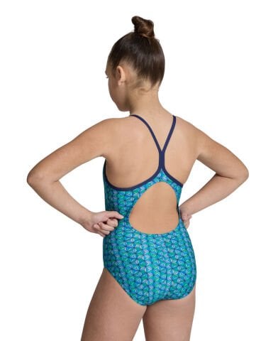 GIRL'S ARENA STARFISH SWIMSUIT LIGHT DROP BACK /  NAVY-TURQUOISE MULTI