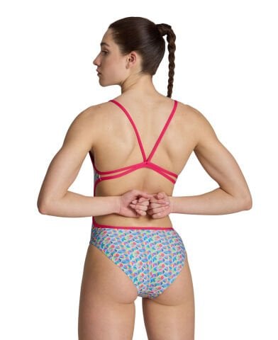 WOMEN'S ARENA STARFISH SWIMSUIT LACE BACK / ROSE-WHITE-MULTI
