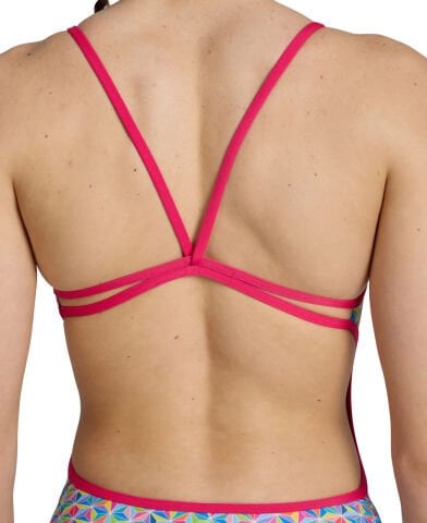 WOMEN'S ARENA STARFISH SWIMSUIT LACE BACK / ROSE-WHITE-MULTI