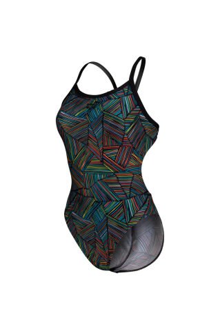 WOMEN'S ARENA OVERVIEW SWIMSUIT CHALLANGE BACK / BLACK-MULTI