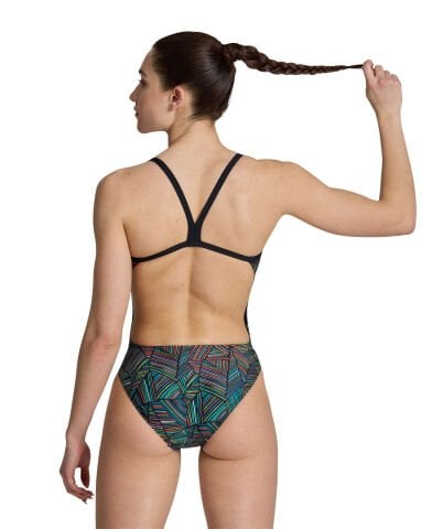 WOMEN'S ARENA OVERVIEW SWIMSUIT CHALLANGE BACK / BLACK-MULTI