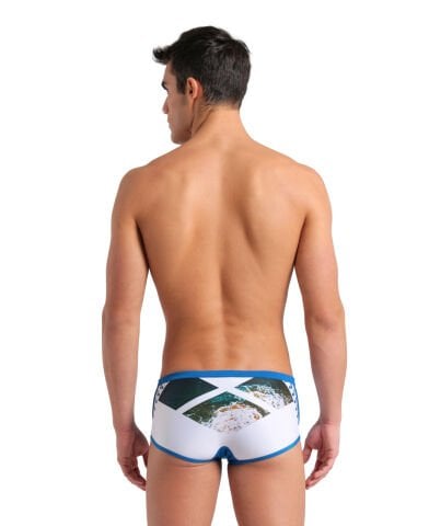 MEN'S ARENA PLANET SWIM LOW WAIST SHORT / BLUE COSMO-WHITE MULTI