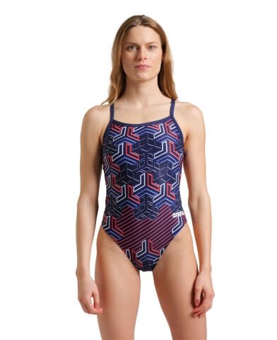 WOMEN'S ARENA KIKKO PRO SWIMSUIT CHALLENGE BACK / NAVY-TEAM REDWHITEBLUE