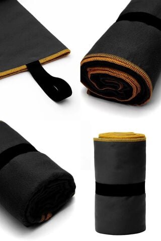 Unisex Mikrofiber Plaj Havlusu 80x130 cm Yumuşak Dokulu Deniz Banyo Sporcu Havlusu Large Boy Siyah