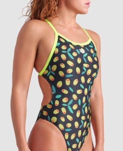 WOMENS ARENA OLIVES XCRISS CROSS BACK FUNNY PRINTS Kadın Mayosu