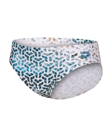 MEN'S ARENA PLANET WATER SWIM BRIEFS / WHITE MULTI