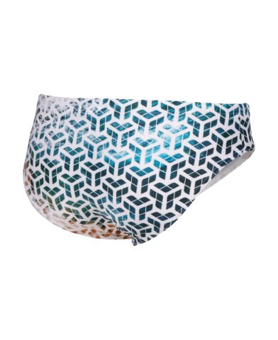 MEN'S ARENA PLANET WATER SWIM BRIEFS / WHITE MULTI