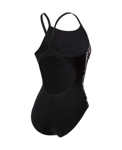 WOMEN'S ARENA BUTTERFLIES SWIMSUIT LIGHT DROP BACK/BLACK-BLACK MULTI KADIN MAYOSU