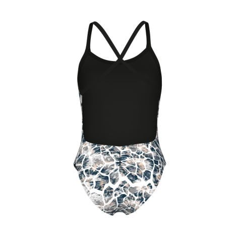 WOMEN'S ARENA EARTH SWIMSUIT XCROSS BACK/BLACK-WHITE MULTI KADIN MAYOSU