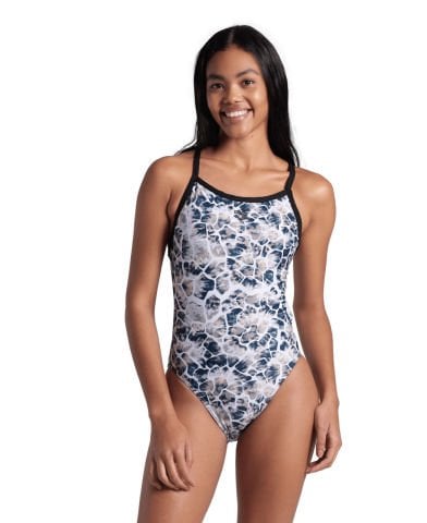 WOMEN'S ARENA EARTH SWIMSUIT XCROSS BACK/BLACK-WHITE MULTI KADIN MAYOSU