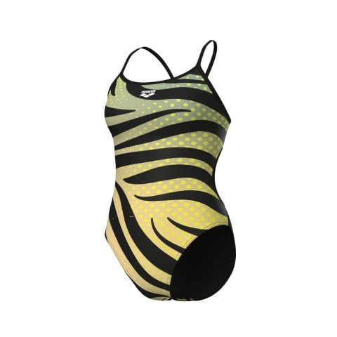 WOMEN'S ARENA MULTI STRIPES SWIMSUIT LACE BACK/BLACK-WHITE-MULTI GREEN KADIN MAYOSU KADIN MAYOSU