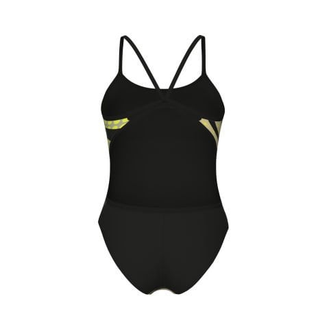 WOMEN'S ARENA MULTI STRIPES SWIMSUIT LACE BACK/BLACK-WHITE-MULTI GREEN KADIN MAYOSU KADIN MAYOSU