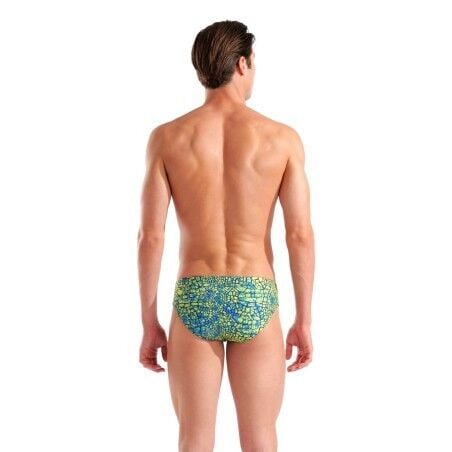 MEN'S ARENA SNAKESKIN SWIM BRIEFS/GREEN MULTI