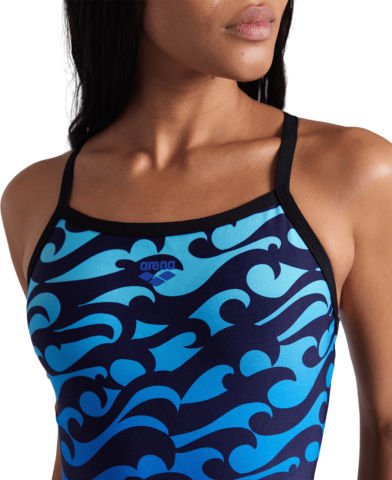 WOMEN'S ARENA SURFS UP SWIMSUIT LIGHTDROP BACK/BLACK-BLACK MULTI