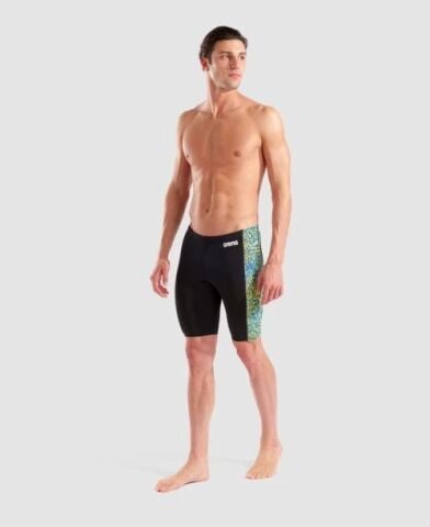 MEN'S ARENA SNAKESKIN SWIM JAMMER/BLACK-GREEN MULT