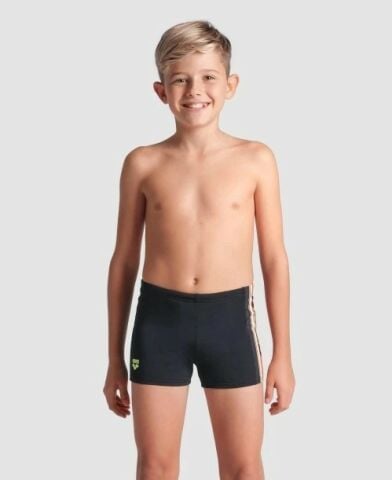 BOY'S ARENA PALETTE SWIM SHORT/BLACK-CALYPSO CORAL MULTI