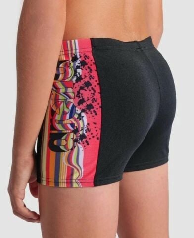 BOY'S ARENA PALETTE SWIM SHORT/BLACK-CALYPSO CORAL MULTI