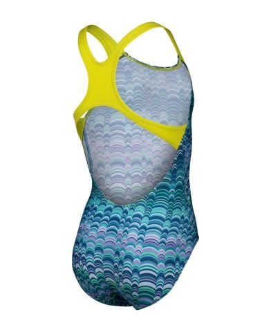 GIRLS ARENA ONDULATION SWIMSUIT SWIM PRO BACK/MULTI NAVY-SOFT GREEN KIZ ÇOCUK MAYOSU