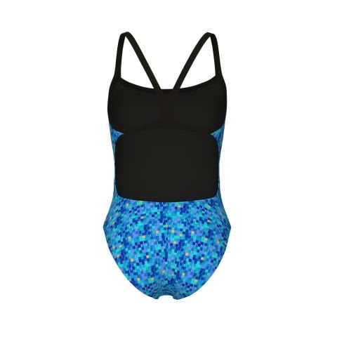 WOMEN'S ARENA POOLTILES SWIMSUIT CHALLENGE BACK/BLACK-BLUE MULTI KADIN MAYOSU