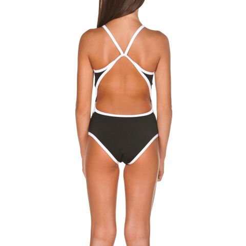 G TEAM STRIPE JR SUPER FLY BACK ONE PIECE KIZ ÇOCUK  YÜZÜCÜ MAYOSU BLACK _ WHITE