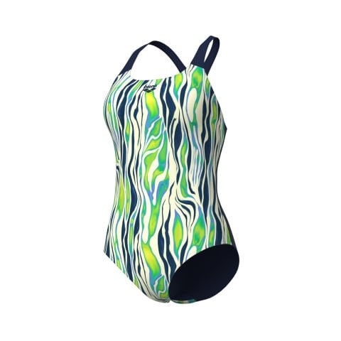 WOMEN'S ARENA ZEBRA STRIPES SWIMSUIT SWIM PRO BACK/MULTI-NAVY KADIN MAYOSU