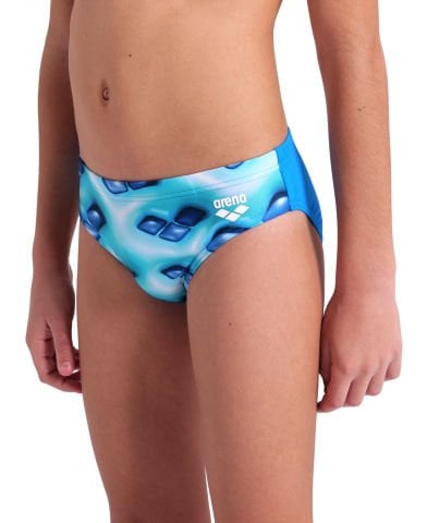 BOYS ARENA LOGO GRAPHIC SWIM BRIEFS/BLUE RIVER-WATER MULTI ERKEK ÇOCUK MAYOSU