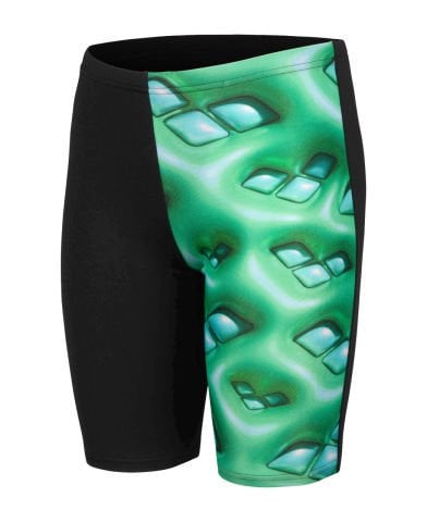 BOYS ARENA LOGO GRAPHIC SWIM JAMMER/BLACK-SOFT GREEN MULTI ERKEK ÇOCUK MAYOSU