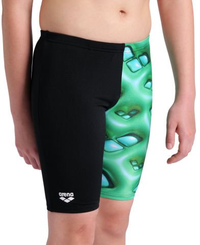 BOYS ARENA LOGO GRAPHIC SWIM JAMMER/BLACK-SOFT GREEN MULTI ERKEK ÇOCUK MAYOSU