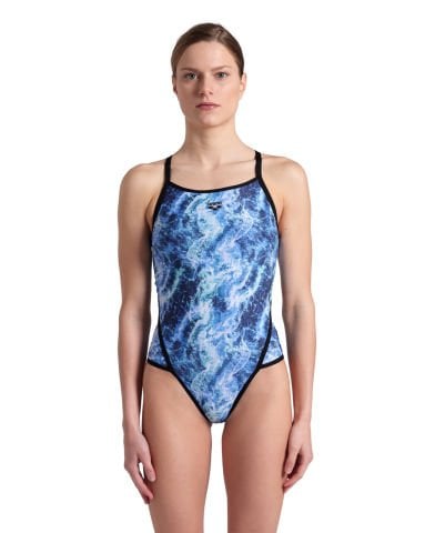 WOMEN'S ARENA PACIFIC SWIMSUIT SUPER FLY BACK/BLACK-BLUE MULTI KADIN MAYOSU