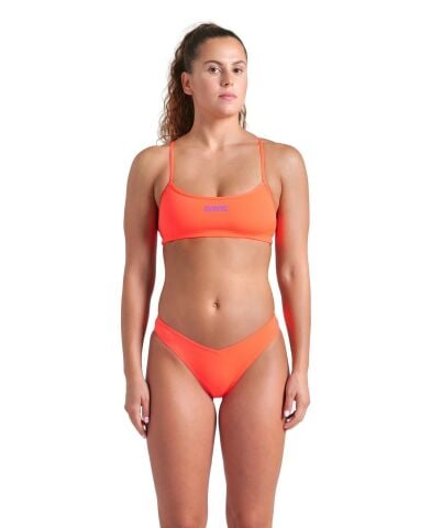 WOMENS ARENA BIKINI BANDEAU SOLID/BRIGHT CORAL-PURPLE KADIN BİKİNİ TAKIMI