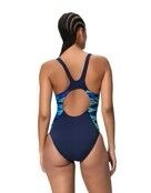 Womens Printed Splice MSCLBK One-Piece Swimsuit