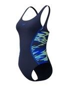 Womens Printed Splice MSCLBK One-Piece Swimsuit