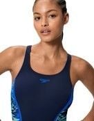 Womens Printed Splice MSCLBK One-Piece Swimsuit