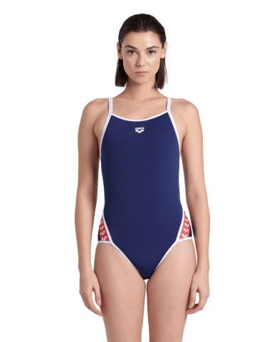 WOMEN'S ARENA ICONS SUPER FLY BACK SOLID/NAVY-WHITE KADIN YÜZME MAYOSU