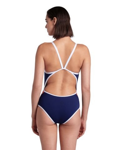 WOMEN'S ARENA ICONS SUPER FLY BACK SOLID/NAVY-WHITE KADIN YÜZME MAYOSU