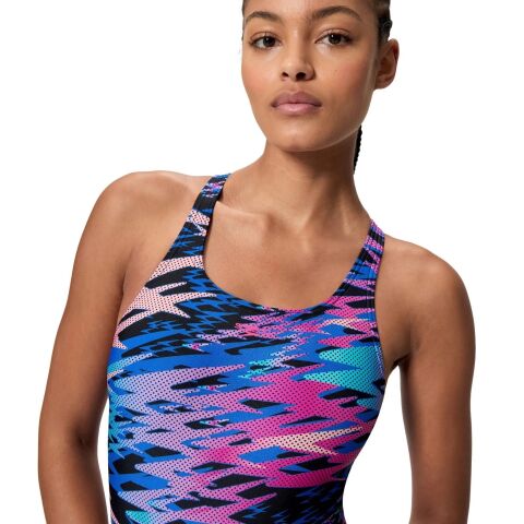 Women's Hyperboom Printed Medalist Swimsuit Blue/P