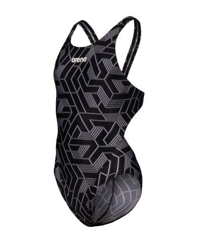GIRLS ARENA ESCAPE SWIMSUIT SWIM TECH L/BLACK-TEAM BLACK KIZ ÇOCUK MAYOSU