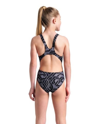 GIRLS ARENA ESCAPE SWIMSUIT SWIM TECH L/BLACK-TEAM BLACK KIZ ÇOCUK MAYOSU