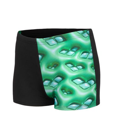 BOYS ARENA LOGO GRAPHIC SWIM SHORT/BLACK-SOFT GREEN MULTI EERKEK ÇOCUK MAYOSU