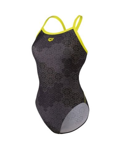 WOMEN'S ARENA CAMO KIKKO SWIMSUIT CHALLENGE BACK/SOFT GREEN-BLACK MULTI KADIN MAYOSU