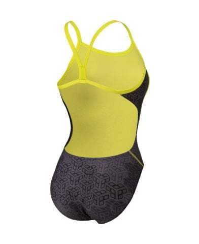 WOMEN'S ARENA CAMO KIKKO SWIMSUIT CHALLENGE BACK/SOFT GREEN-BLACK MULTI KADIN MAYOSU