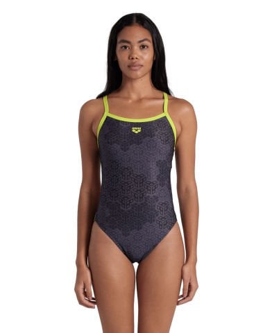 WOMEN'S ARENA CAMO KIKKO SWIMSUIT CHALLENGE BACK/SOFT GREEN-BLACK MULTI KADIN MAYOSU
