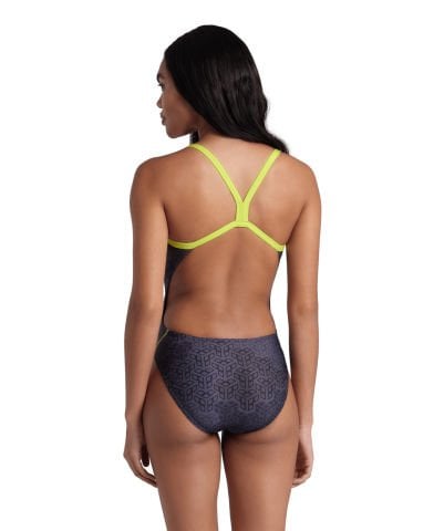 WOMEN'S ARENA CAMO KIKKO SWIMSUIT CHALLENGE BACK/SOFT GREEN-BLACK MULTI KADIN MAYOSU